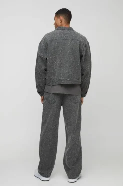 Best Sale boohooMAN Relaxed Fit Textured Carpenter Denim Jeans grey
