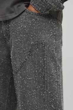 Best Sale boohooMAN Relaxed Fit Textured Carpenter Denim Jeans grey