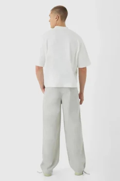 Discount boohooMAN Relaxed Fit Textured Ripstop Trousers stone