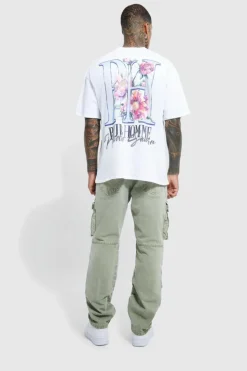 Outlet boohooMAN Relaxed Fit Washed Multi Pocket Cargo Jeans sage