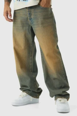 Fashion boohooMAN Relaxed Fit Washed Tinted Jeans antique blue