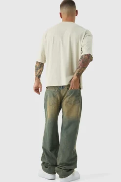 Fashion boohooMAN Relaxed Fit Washed Tinted Jeans antique blue