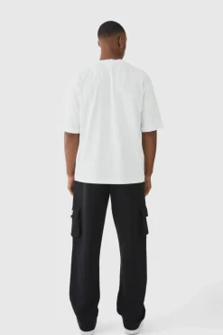New boohooMAN Relaxed Fit Woven Tab Basic Cargo Jogger black