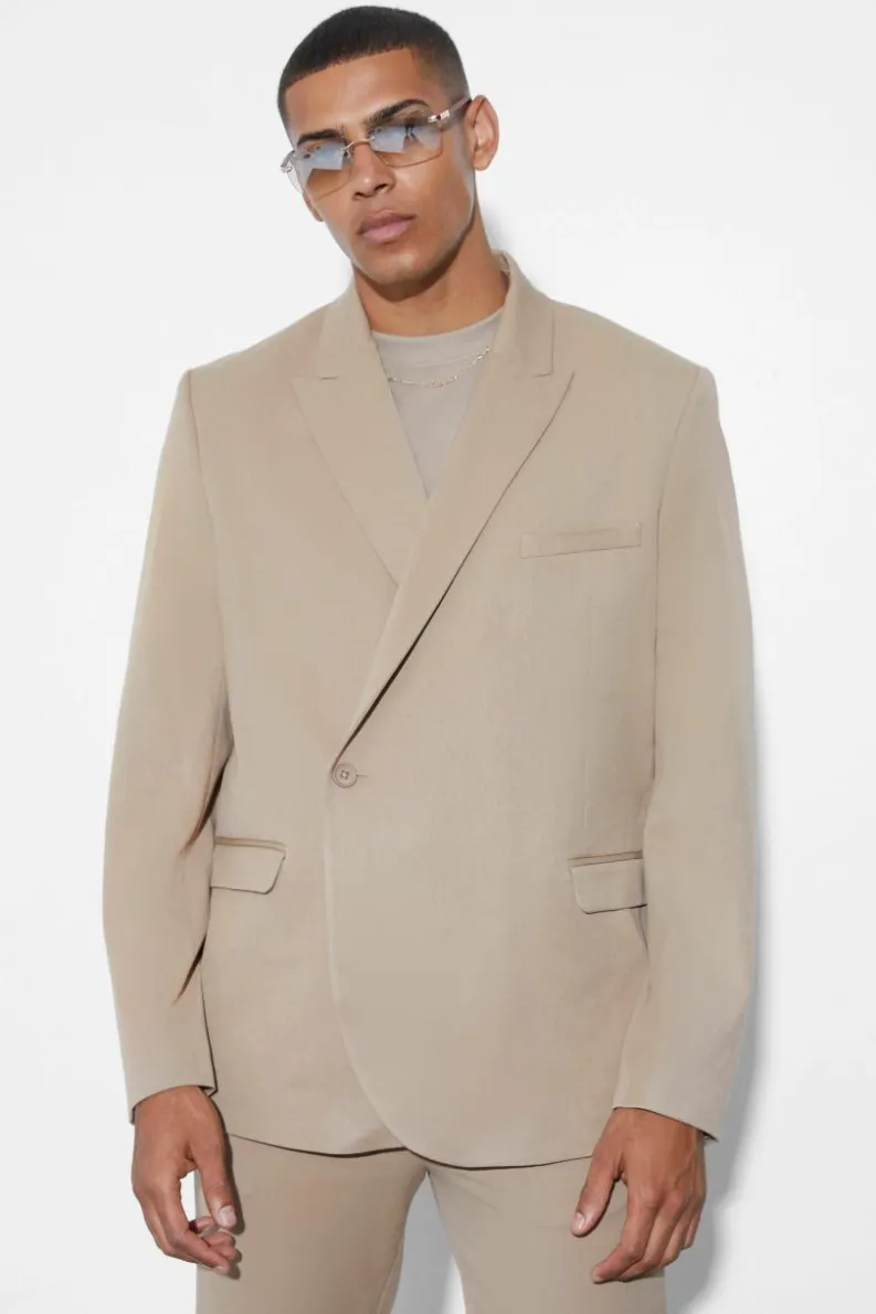 Discount boohoo Relaxed Fit Wrap Suit camel