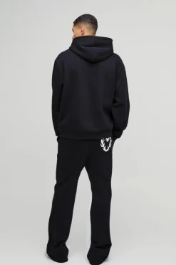 Cheap boohooMAN Relaxed Flare Cold Hearted Puff Print Gusset Jogger black