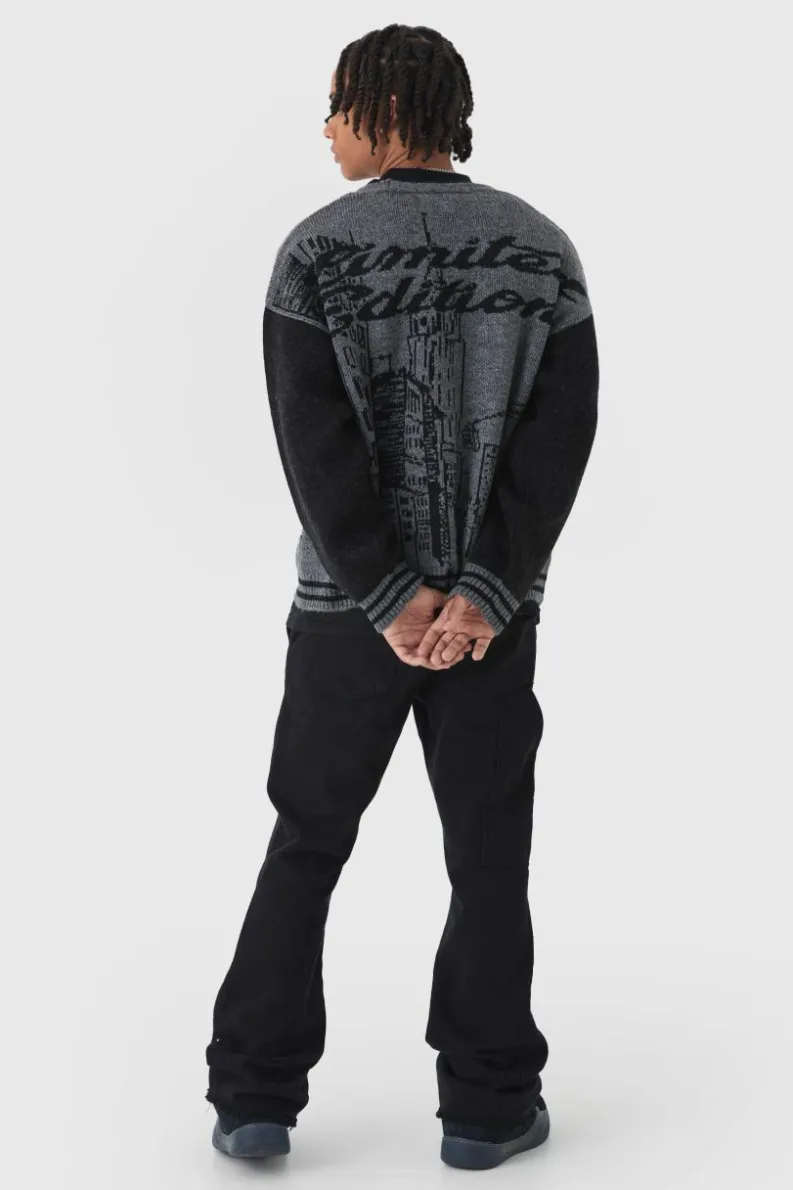 Outlet boohooMAN Relaxed Flared Carpenter Paint Splatter Trousers black