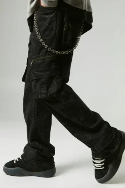 Flash Sale boohooMAN Relaxed Flared Heavy Washed Cargo Trousers charcoal