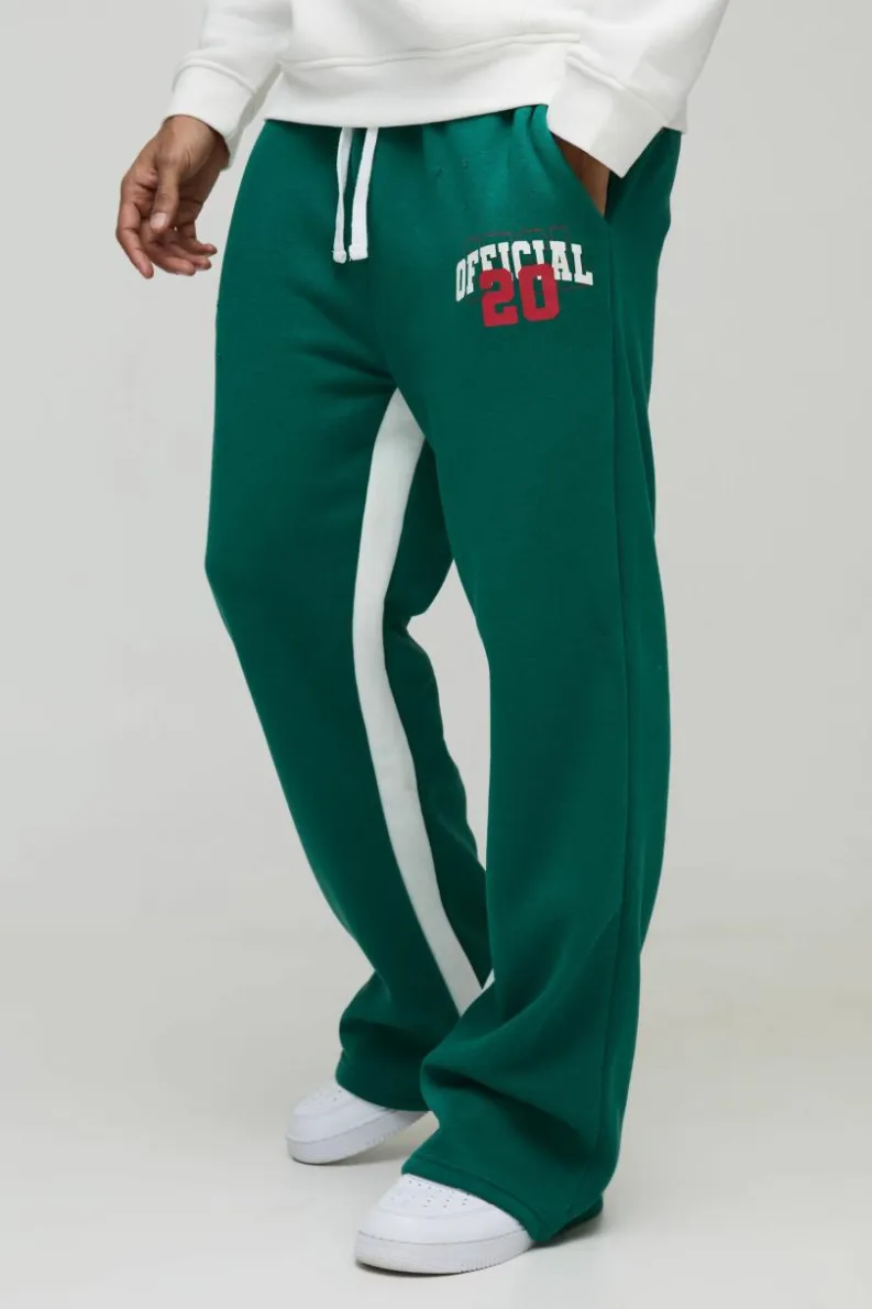 Outlet boohooMAN Relaxed Flare Official Varsity Distressed Gusset Jogger forest