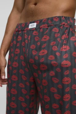 Hot boohooMAN Relaxed Lips Lounge Joggers black