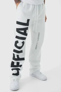 Clearance boohooMAN Relaxed Official Text Jogger white