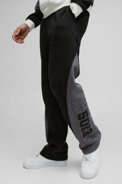 Outlet boohooMAN Relaxed Official Varsity High Gusset Jogger black
