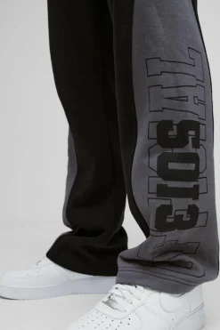 Outlet boohooMAN Relaxed Official Varsity High Gusset Jogger black
