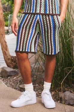 Sale boohooMAN Relaxed Open Stitch Knitted Shorts multi
