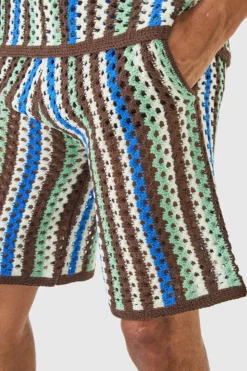 Sale boohooMAN Relaxed Open Stitch Knitted Shorts multi