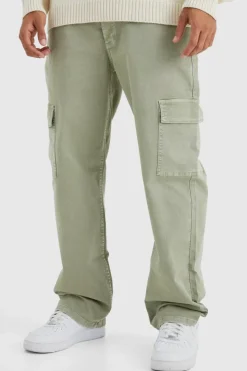 Flash Sale boohooMAN Relaxed Overdye Cargo Trouser olive