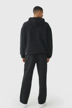 Cheap boohooMAN Relaxed Polar Fleece & Nylon Jogger black