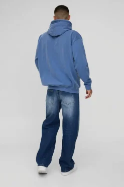 Sale boohooMAN Relaxed Rigid Blue Washed Jeans indigo