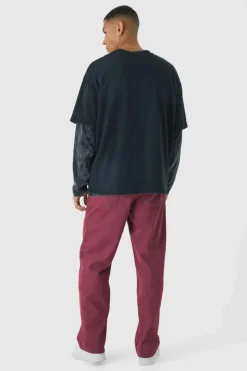 Best boohooMAN Relaxed Rigid Carpenter Paint Splatter Denim Jeans red