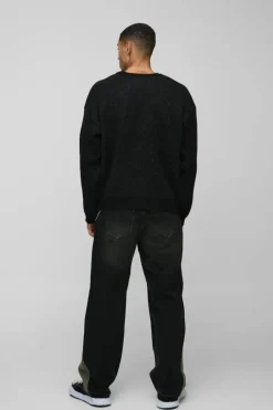 Best Sale boohooMAN Relaxed Rigid Chain Detail Gusset Denim Jeans petrol