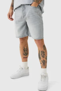 Clearance boohooMAN Relaxed Rigid Denim Shorts In light grey