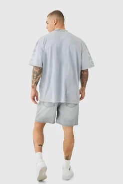 Clearance boohooMAN Relaxed Rigid Denim Shorts In light grey