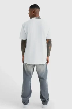 Store boohooMAN Relaxed Rigid Dirty Wash Carpenter Jeans ice grey