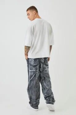 Cheap boohooMAN Relaxed Rigid Dirty Wash Ripped Carpenter Denim Jeans washed black