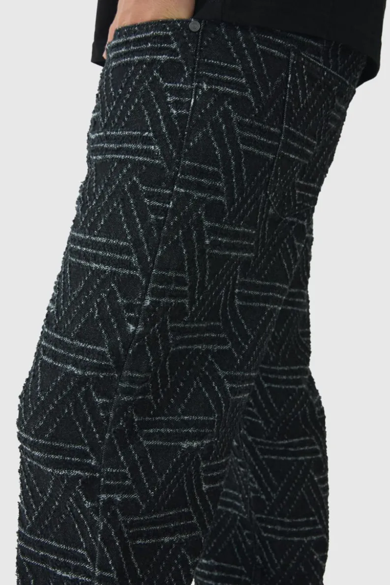 Hot boohooMAN Relaxed Rigid Distressed Jacquard Jeans charcoal