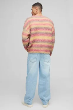 Fashion boohooMAN Relaxed Rigid Embroidery Denim Jeans light blue