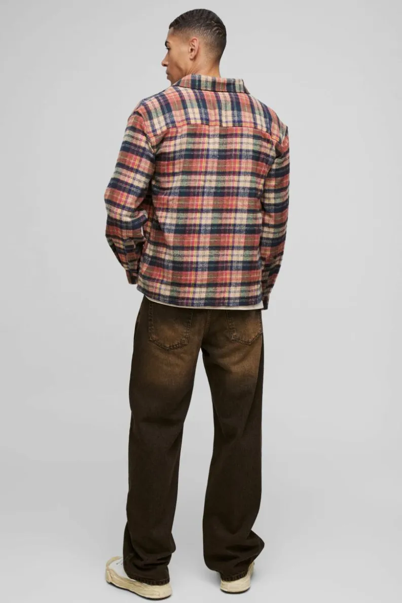 Clearance boohooMAN Relaxed Rigid Extreme Washed Jeans tan