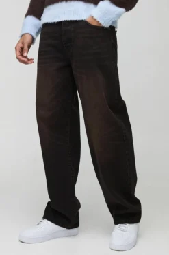 Shop boohooMAN Relaxed Rigid Extreme Washed Jeans washed black