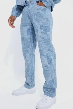 Online boohooMAN Relaxed Rigid Fabric Interest Jeans light blue