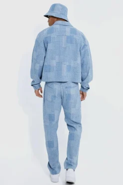 Online boohooMAN Relaxed Rigid Fabric Interest Jeans light blue
