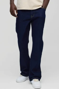 Cheap boohooMAN Relaxed Rigid Flare Jean indigo