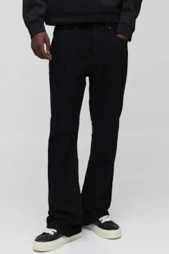 Fashion boohooMAN Relaxed Rigid Flare Jean true black