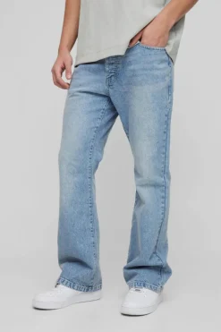 Cheap boohooMAN Relaxed Rigid Flare Jean light blue