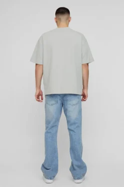 Cheap boohooMAN Relaxed Rigid Flare Jean light blue