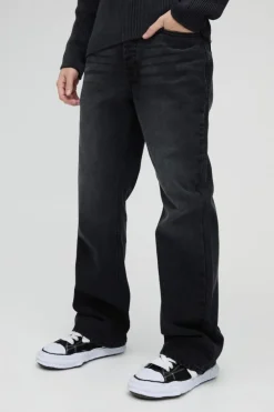 Sale boohooMAN Relaxed Rigid Flare Jean In charcoal