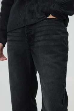 Sale boohooMAN Relaxed Rigid Flare Jean In charcoal