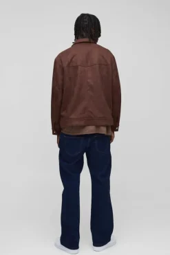 Hot boohooMAN Relaxed Rigid Flare Jean In indigo