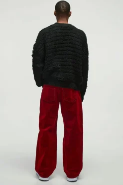 Online boohooMAN Relaxed Rigid Flocked Denim Jeans red
