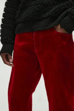 Online boohooMAN Relaxed Rigid Flocked Denim Jeans red