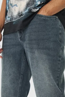 Cheap boohooMAN Relaxed Rigid Jean In mid grey
