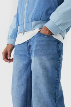 New boohooMAN Relaxed Rigid Jeans in light blue
