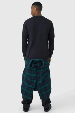 Best boohooMAN Relaxed Rigid Jean With Zip Off Check Shirt washed black