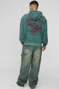 Online boohooMAN Relaxed Rigid Paint Splatter Carpenter Denim Jeans green