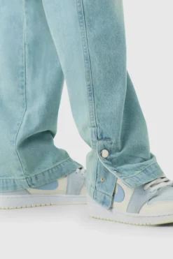 New boohooMAN Relaxed Rigid Popper Hem Cargo Jeans antique blue