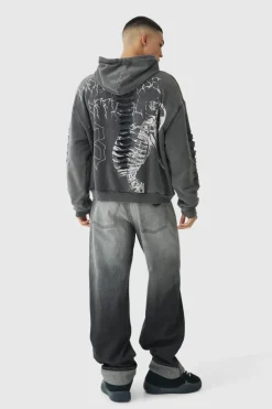 Clearance boohooMAN Relaxed Rigid Skeleton Hand Washed Jeans washed black