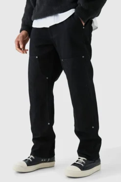 Outlet boohooMAN Relaxed Rigid Top Stitch Detail Carpenter Jean In Black true black