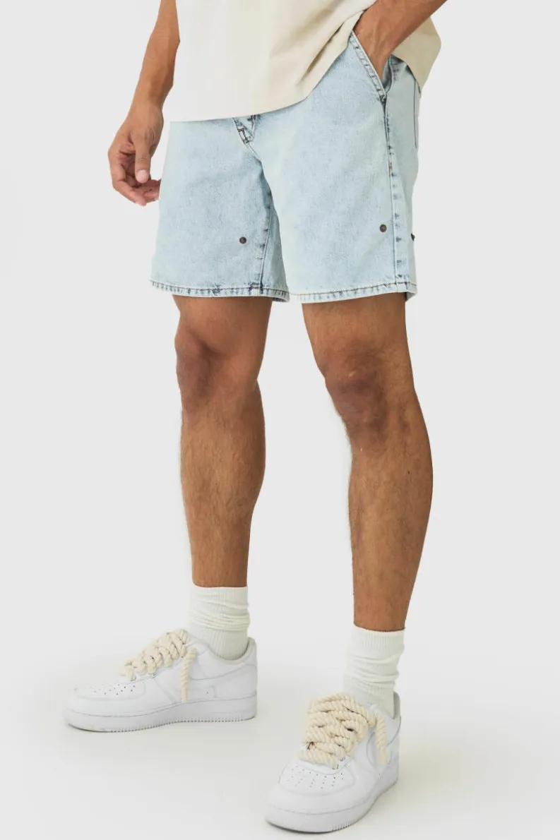 New boohooMAN Relaxed Rigid Western Detachable Leg Jeans light blue